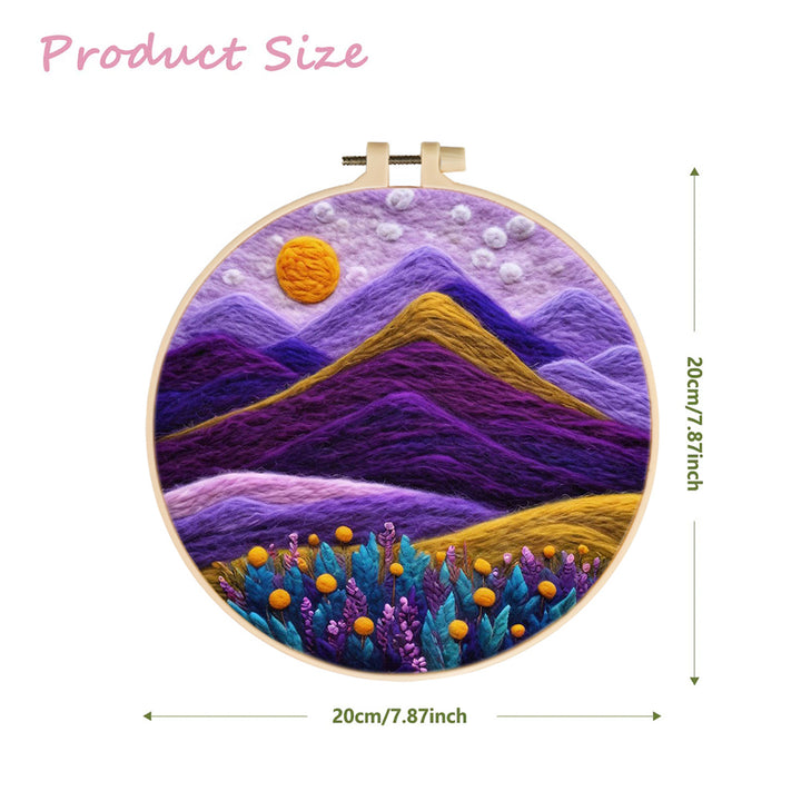 Sunset Over Hills and Blossom Meadows Wool Needle Felting Painting Kit