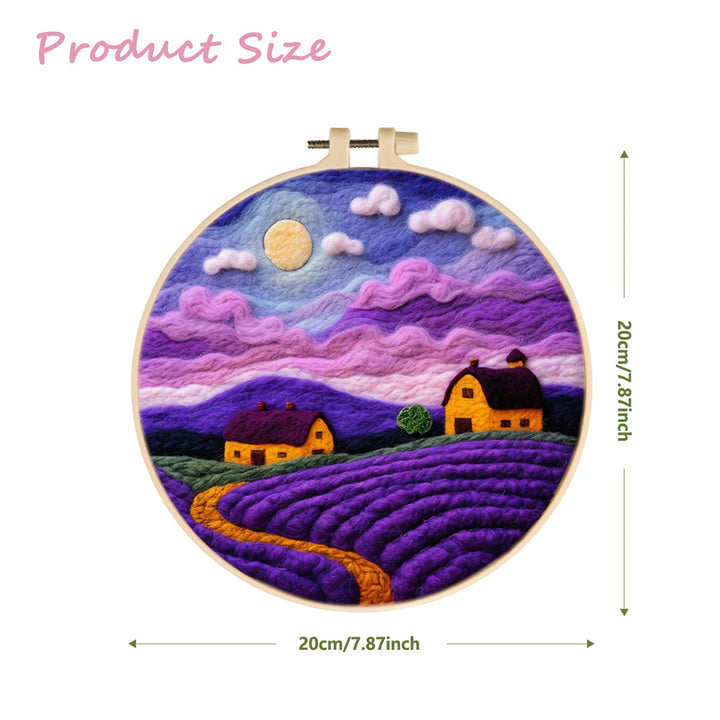 Cabin Amidst The Purple Mountains Wool Needle Felting Painting Kit