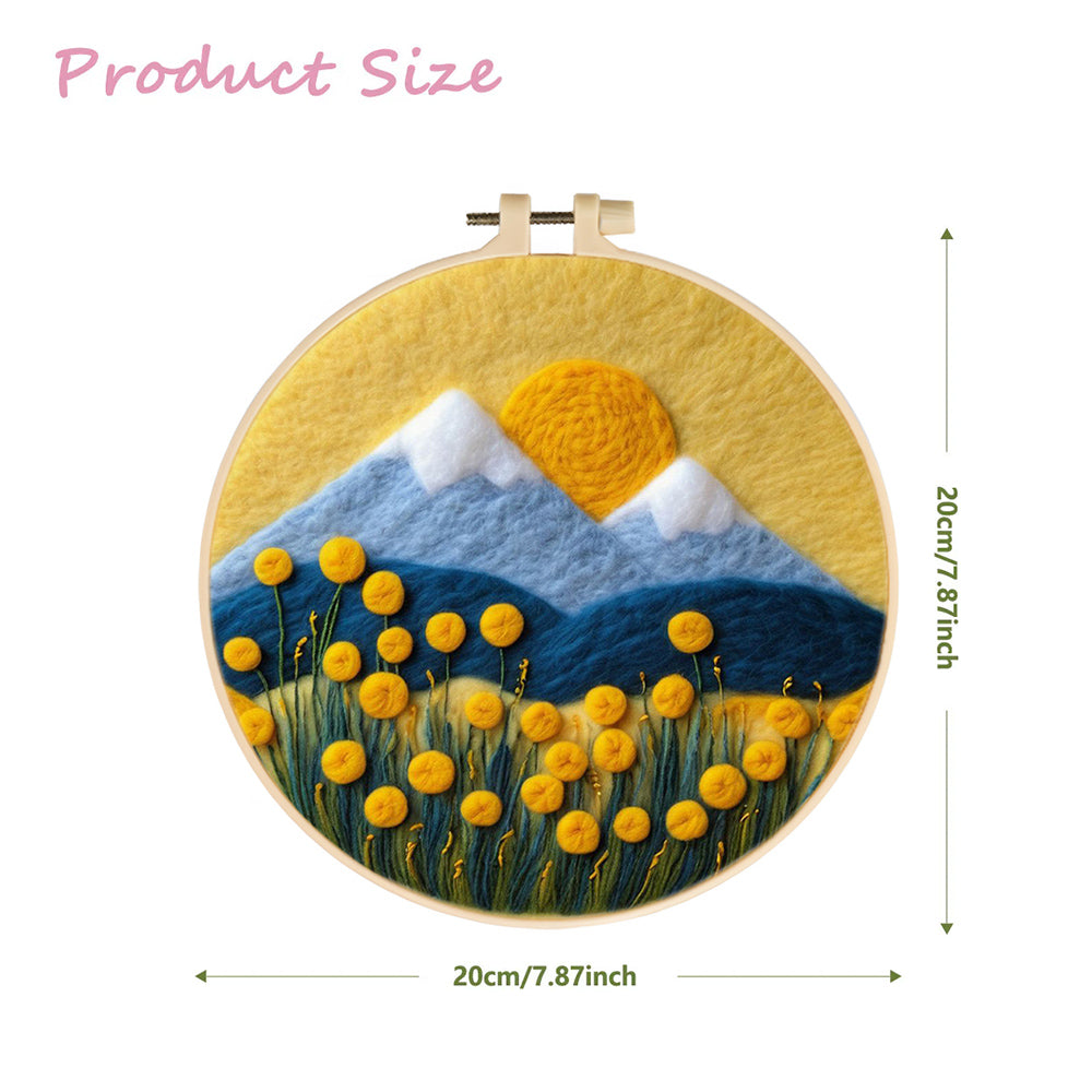 Blue Hills Rise Beneath Bright Sun Wool Needle Felting Painting Kit