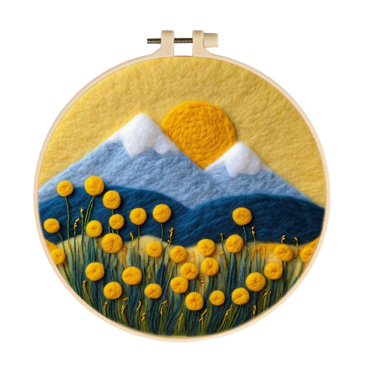 Blue Hills Rise Beneath Bright Sun Wool Needle Felting Painting Kit