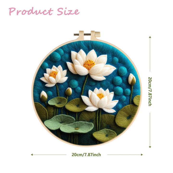 Lotus Leaves and Blooming Lotus Flowers Wool Needle Felting Painting Kit