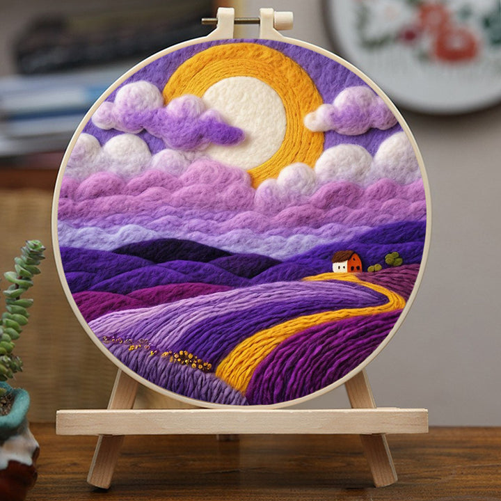 House at End of Purple Hills Wool Needle Felting Painting Kit