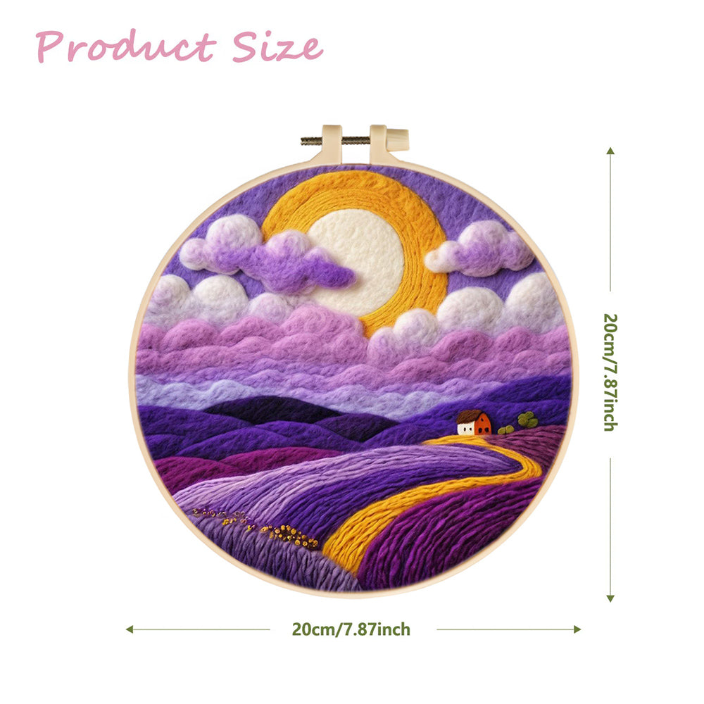 House at End of Purple Hills Wool Needle Felting Painting Kit