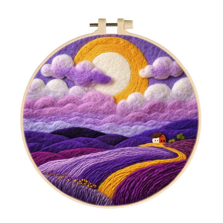 House at End of Purple Hills Wool Needle Felting Painting Kit