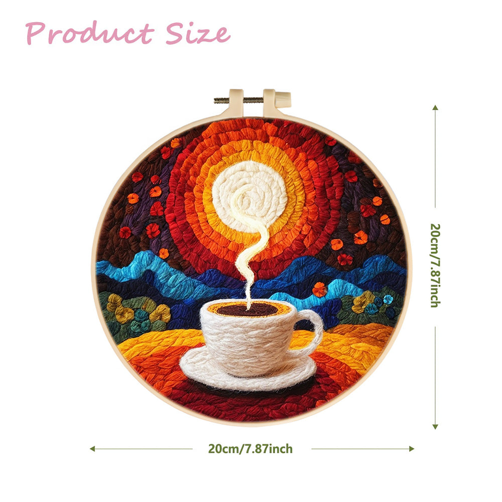 Coffee and The Rising Sun Wool Needle Felting Painting Kit