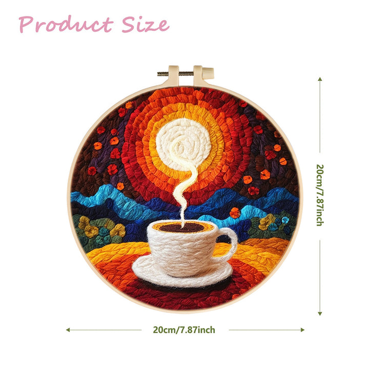 Coffee and The Rising Sun Wool Needle Felting Painting Kit
