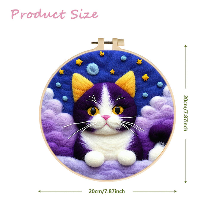 Cat Lying Among the Clouds Wool Needle Felting Painting Kit