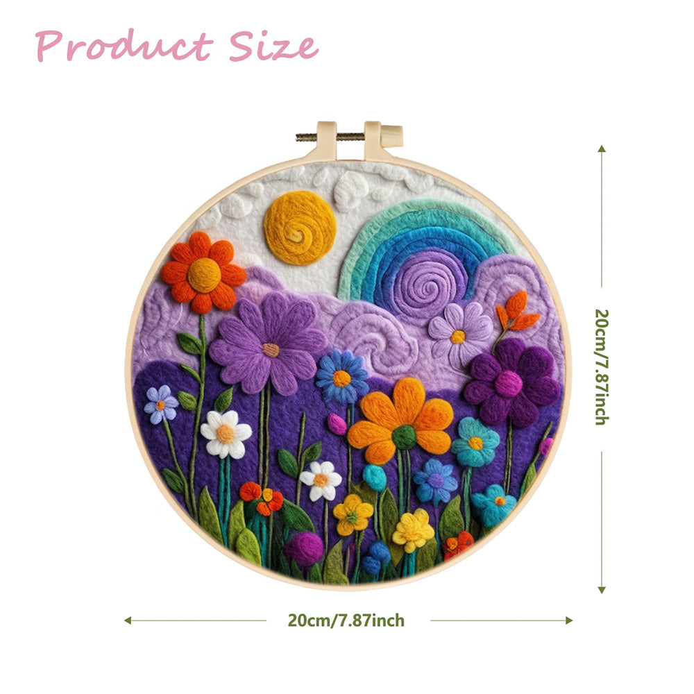 Colorful Flowers with Rainbow and Sun Wool Needle Felting Painting Kit
