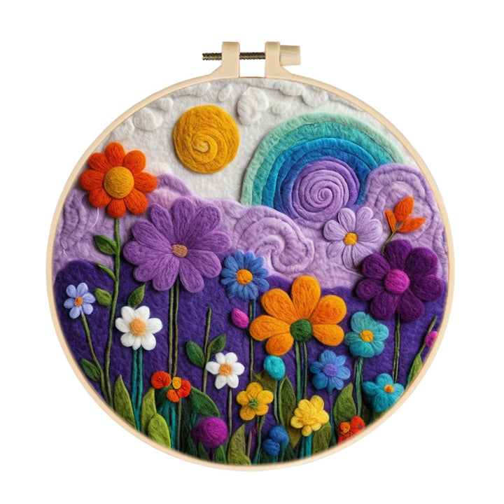 Colorful Flowers with Rainbow and Sun Wool Needle Felting Painting Kit