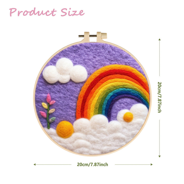 Rainbow between White Clouds Wool Needle Felting Painting Kit
