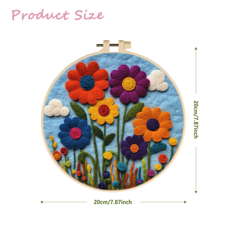 Vivid Flowers Against the Azure Horizon Wool Needle Felting Painting Kit