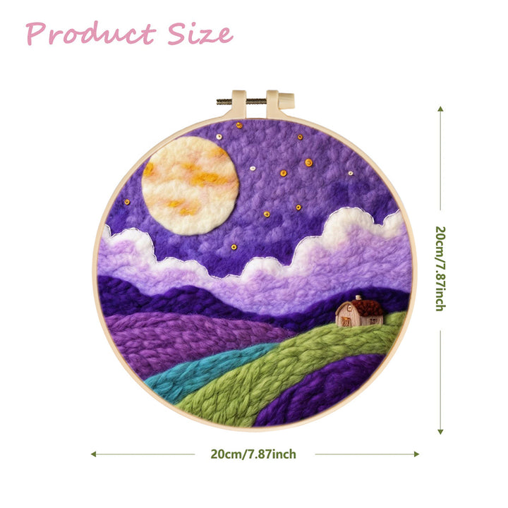 A Peaceful House in the Purple Dusk Wool Needle Felting Painting Kit