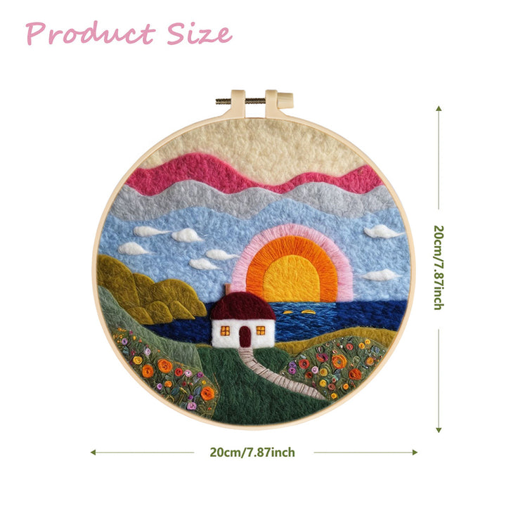 Sunset Serenity by the Seaside Cottage Wool Needle Felting Painting Kit