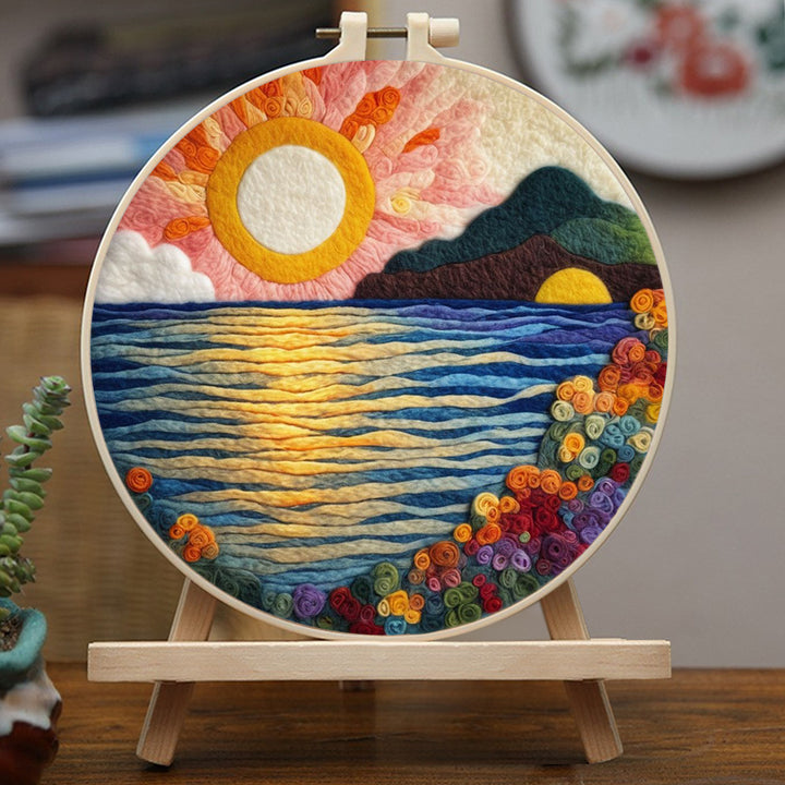 Colors of the Sunset Reflected in the Sea Wool Needle Felting Painting Kit