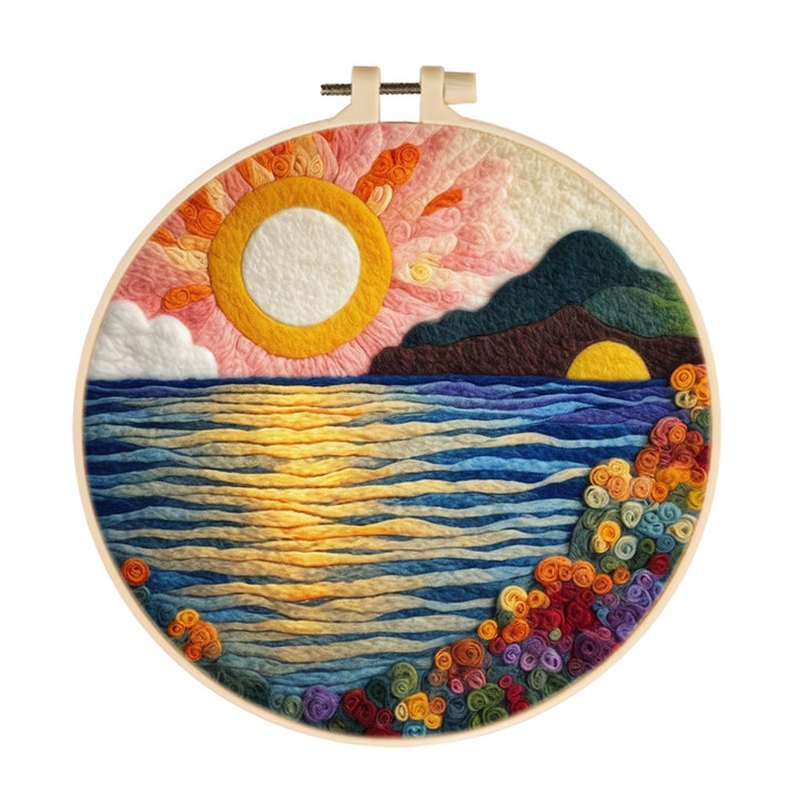 Colors of the Sunset Reflected in the Sea Wool Needle Felting Painting Kit