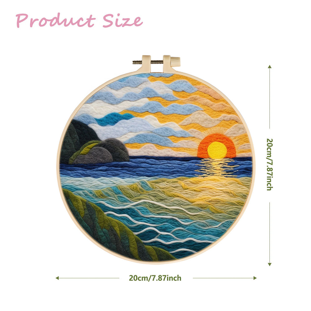 Golden Sun Touching the Waves Wool Needle Felting Painting Kit
