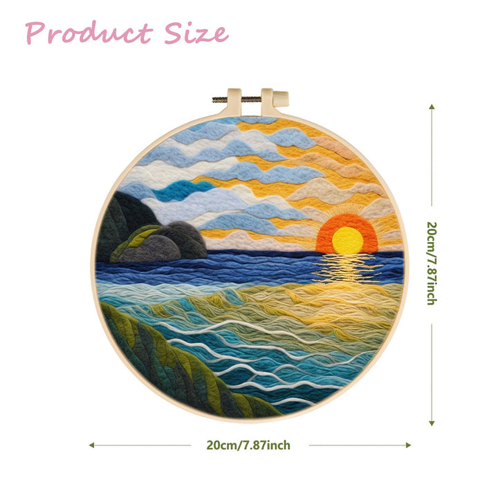 Golden Sun Touching the Waves Wool Needle Felting Painting Kit