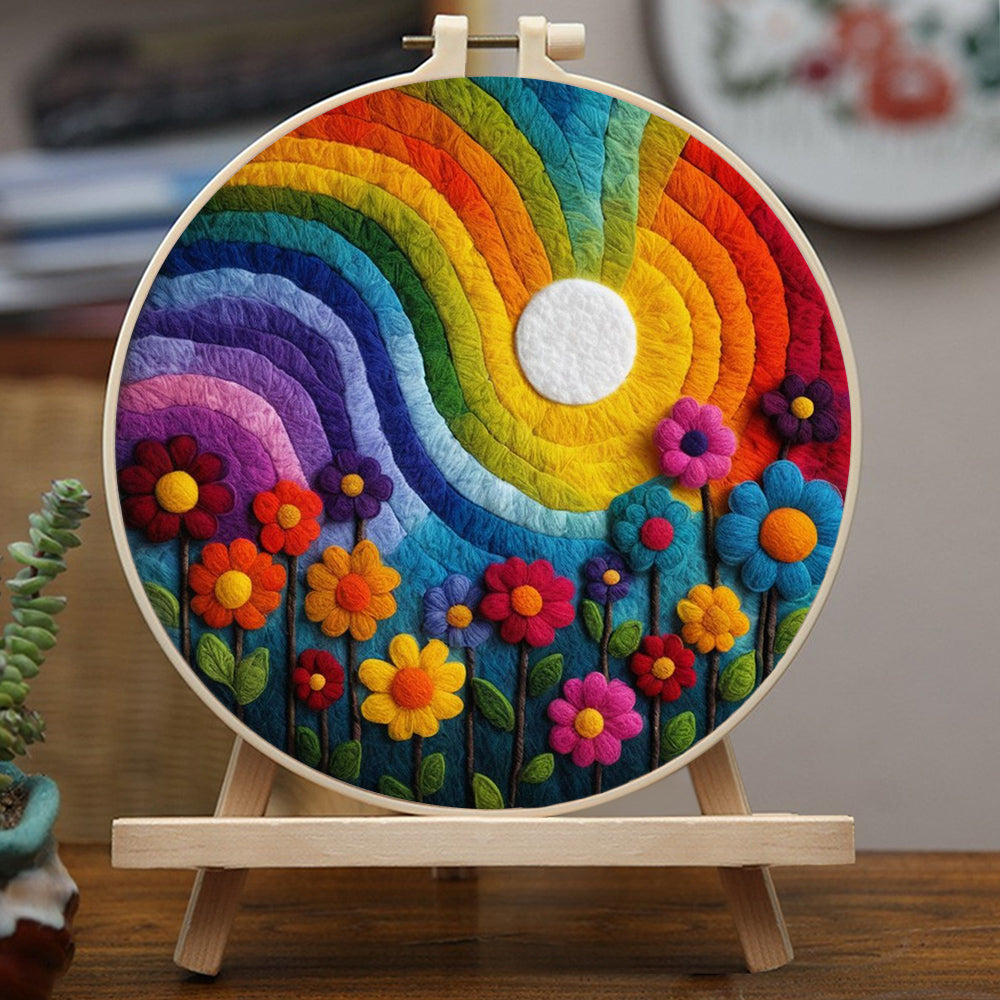 A Rainbow of Blooms Wool Needle Felting Painting Kit