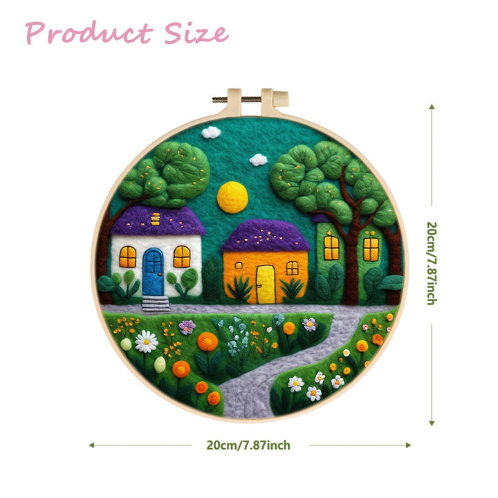 Charming Houses Nestled Among the Trees Wool Needle Felting Painting Kit