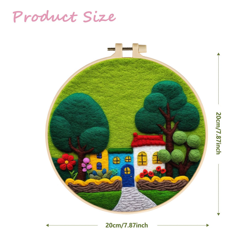 Garden Homes along a Stone Path Wool Needle Felting Painting Kit