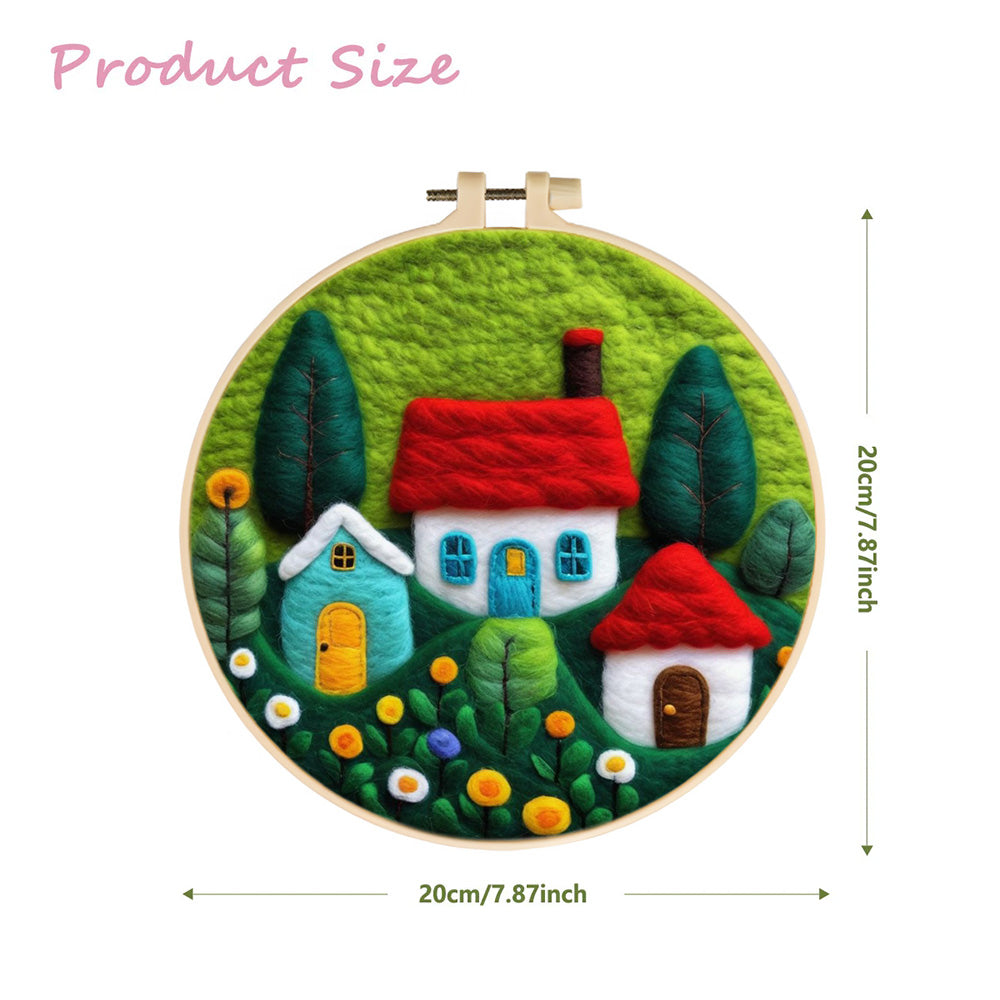 Colorful Homes among Trees and Flowers Wool Needle Felting Painting Kit
