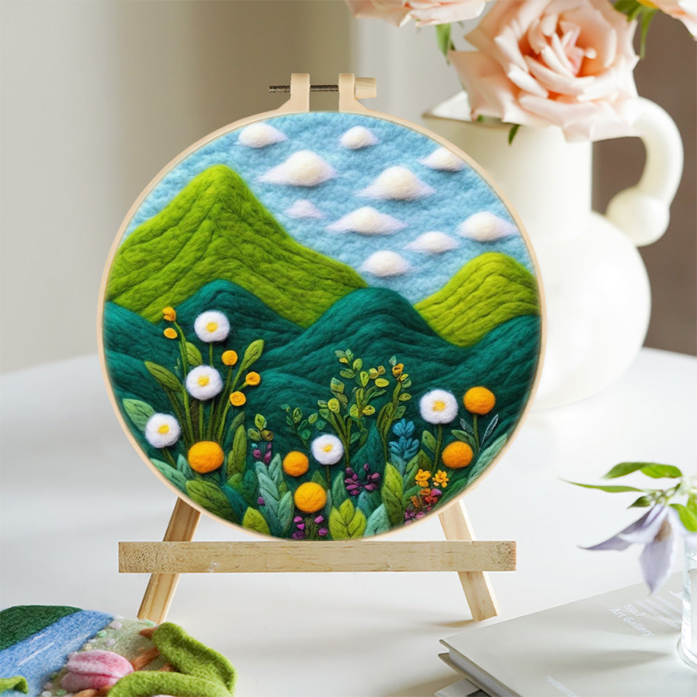 Wildflowers across Rolling Hills Wool Needle Felting Painting Kit