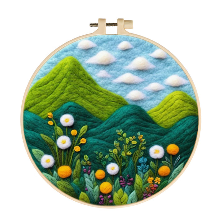 Wildflowers across Rolling Hills Wool Needle Felting Painting Kit