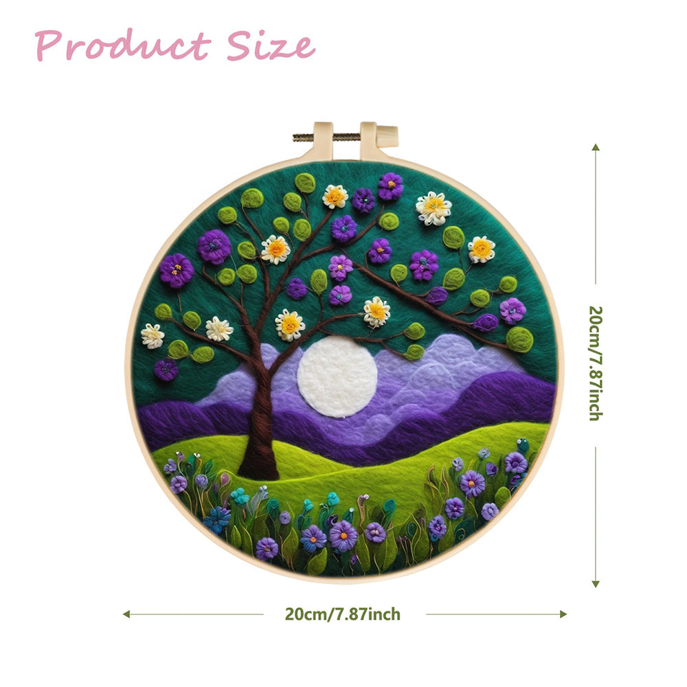 A Majestic Tree Under a Purple Sky Wool Needle Felting Painting Kit