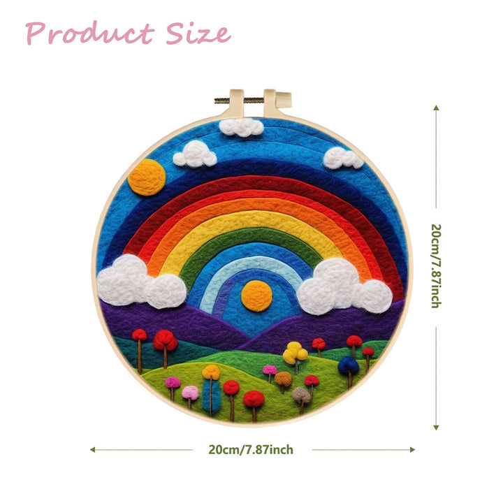A Colorful Rainbow Over Flower Fields Wool Needle Felting Painting Kit