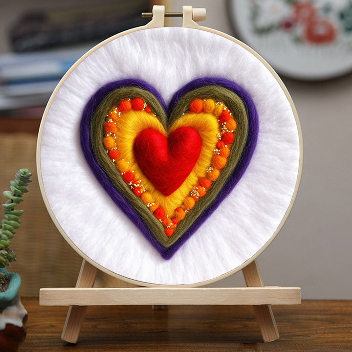 Colorful Heart Forming Layers Wool Needle Felting Painting Kit