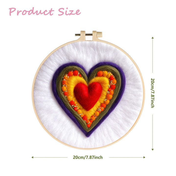 Colorful Heart Forming Layers Wool Needle Felting Painting Kit
