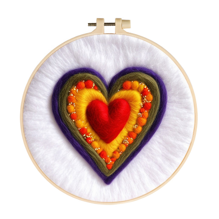 Colorful Heart Forming Layers Wool Needle Felting Painting Kit