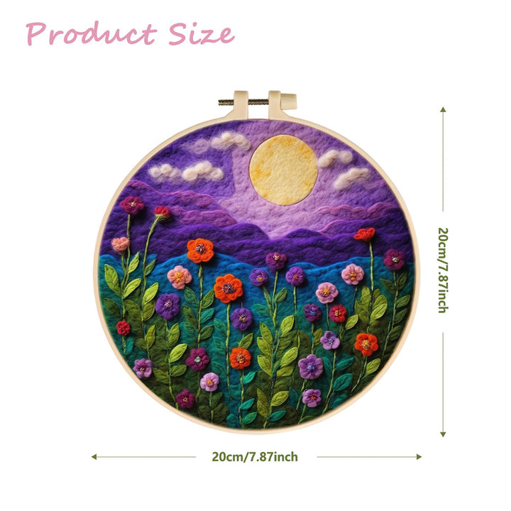 Dreamy Garden Under Moonlight Sky Wool Needle Felting Painting Kit