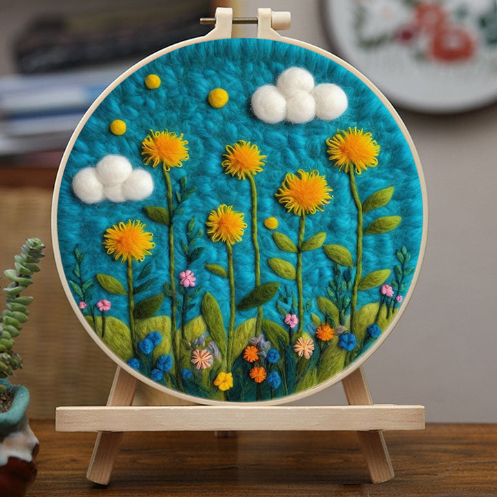 A Field of Yellow Flowers in Full Bloom Wool Needle Felting Painting Kit