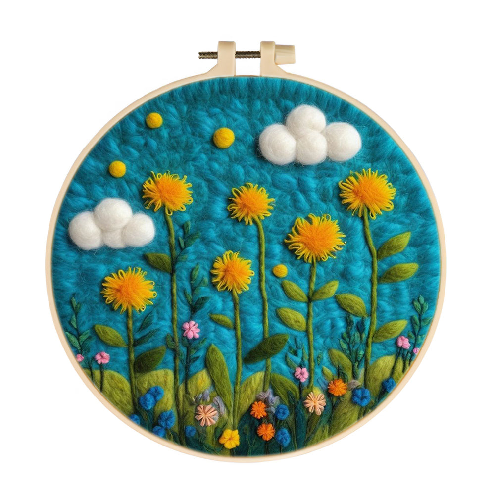 A Field of Yellow Flowers in Full Bloom Wool Needle Felting Painting Kit