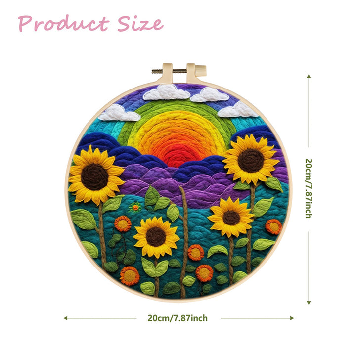 Sunflowers Standing Tall Under a Colorful Sky Wool Needle Felting Painting Kit