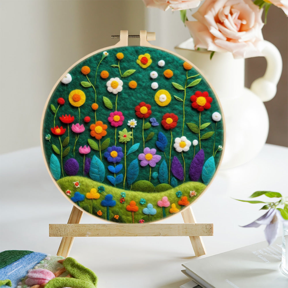 Colorful Wildflowers Dancing in a Meadow Wool Needle Felting Painting Kit