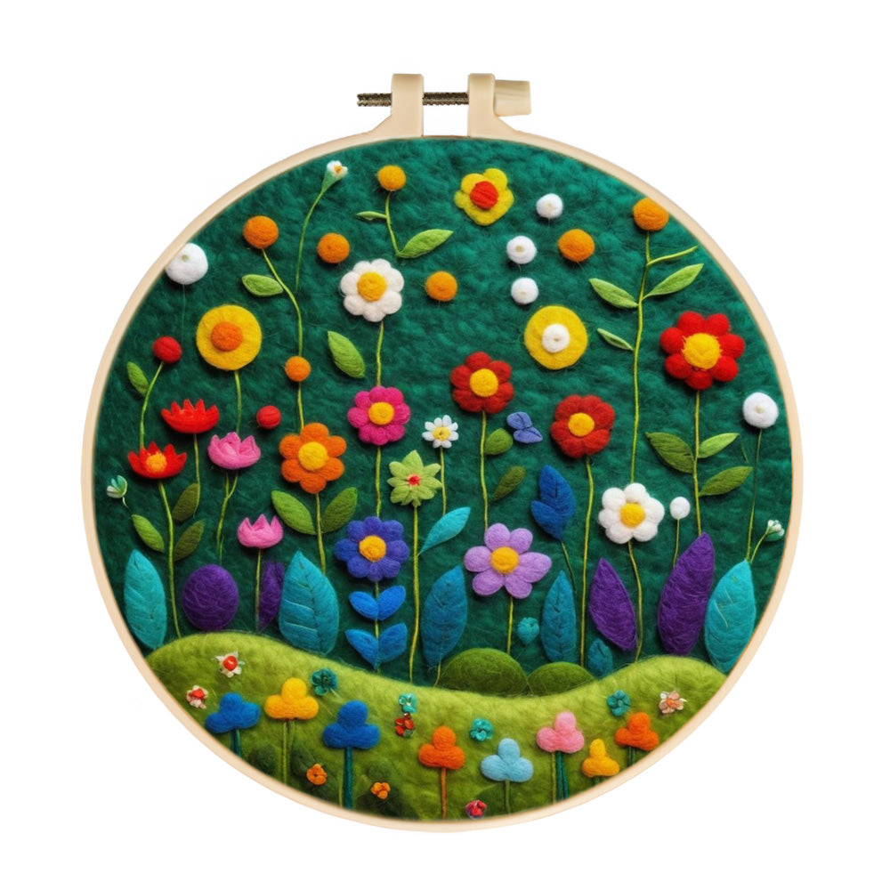 Colorful Wildflowers Dancing in a Meadow Wool Needle Felting Painting Kit
