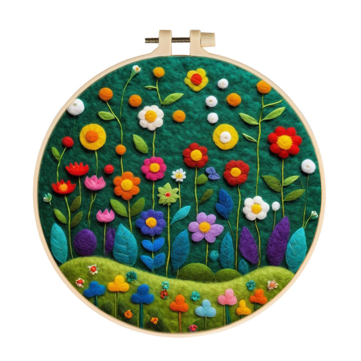Colorful Wildflowers Dancing in a Meadow Wool Needle Felting Painting Kit
