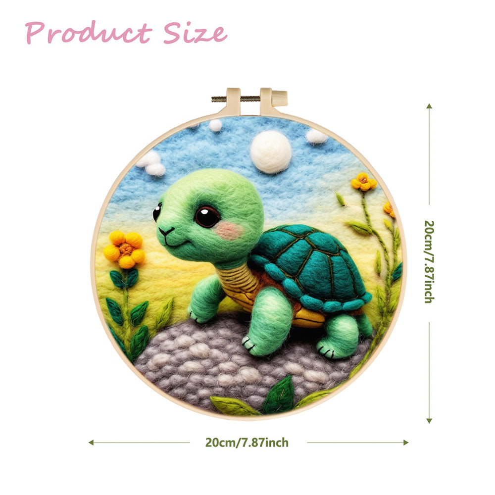 Turtle Enjoying the Bright Day Wool Needle Felting Painting Kit