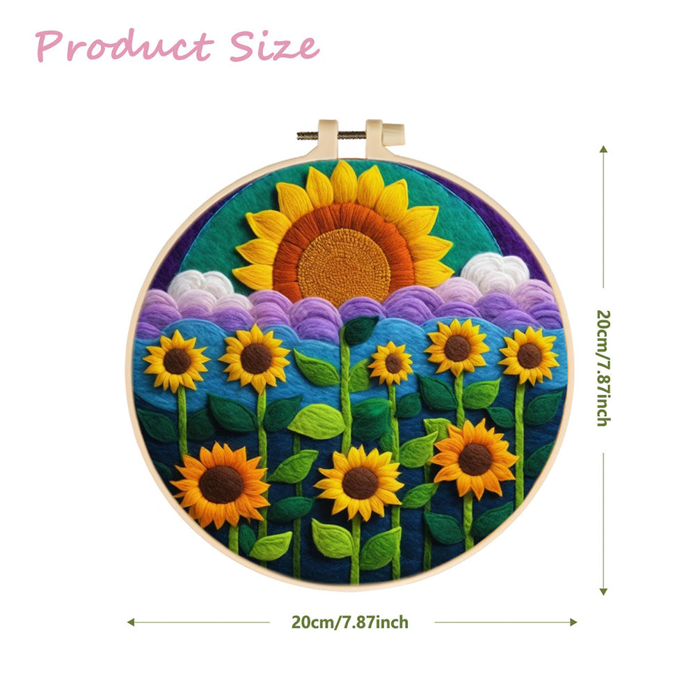 Sunflower Field Glowing at Sunrise Wool Needle Felting Painting Kit