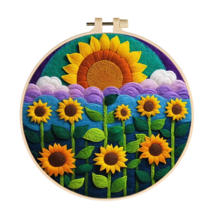 Sunflower Field Glowing at Sunrise Wool Needle Felting Painting Kit