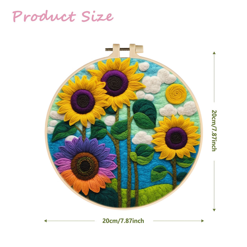 Sunflowers Blooming in a Sunny Sky Wool Needle Felting Painting Kit