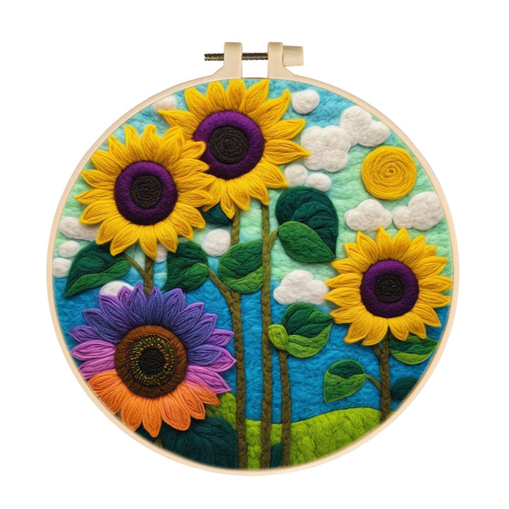 Sunflowers Blooming in a Sunny Sky Wool Needle Felting Painting Kit
