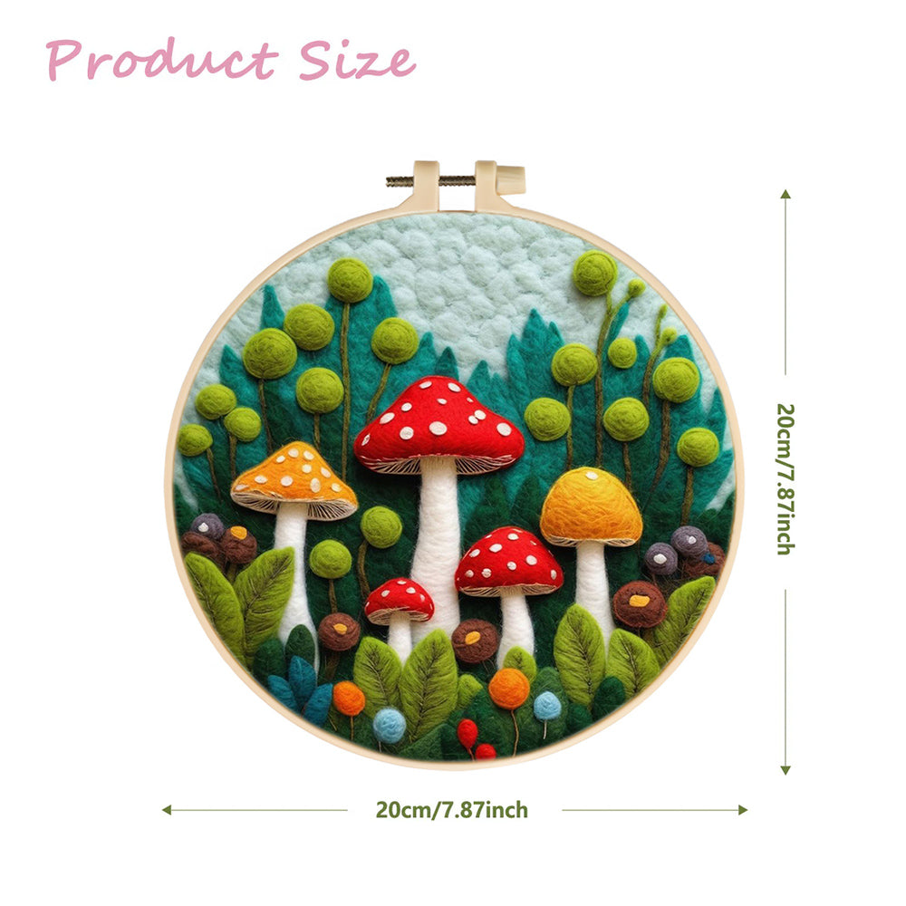 A Mushroom Patch in the Forest Wool Needle Felting Painting Kit
