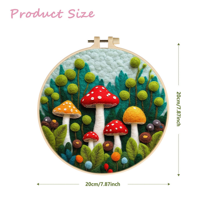 A Mushroom Patch in the Forest Wool Needle Felting Painting Kit