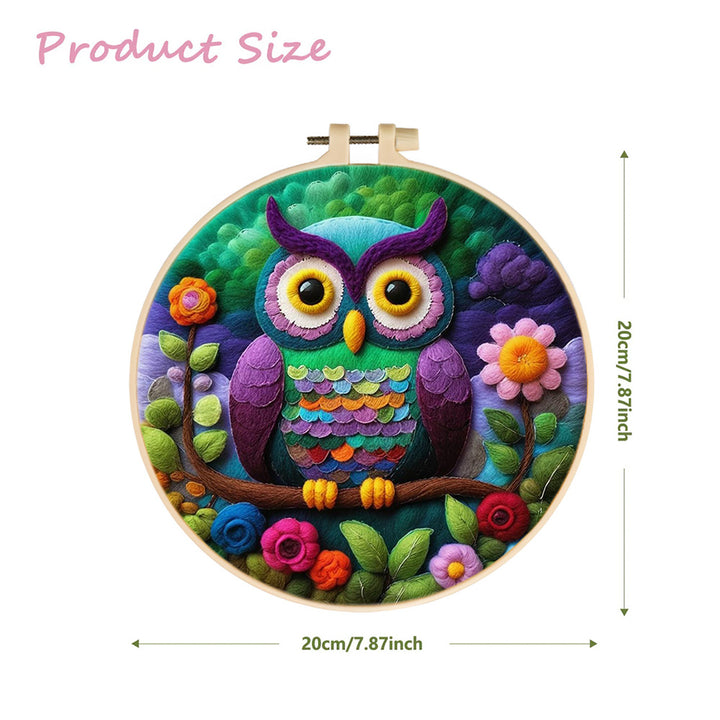 Whimsical Owl with Floral Accents Wool Needle Felting Painting Kit