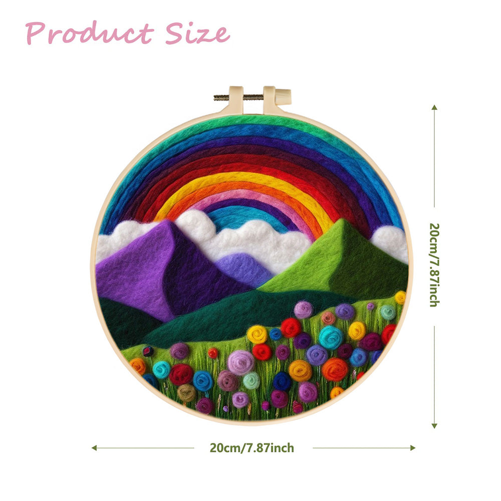 Bright Rainbow above Blooming Hills Wool Needle Felting Painting Kit