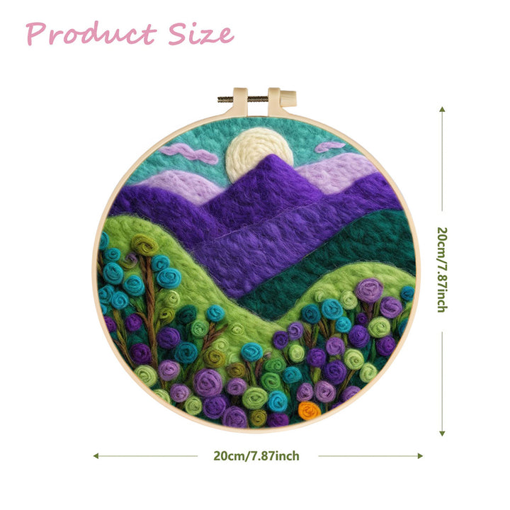 Moonrise over Rolling Purple Hills Wool Needle Felting Painting Kit