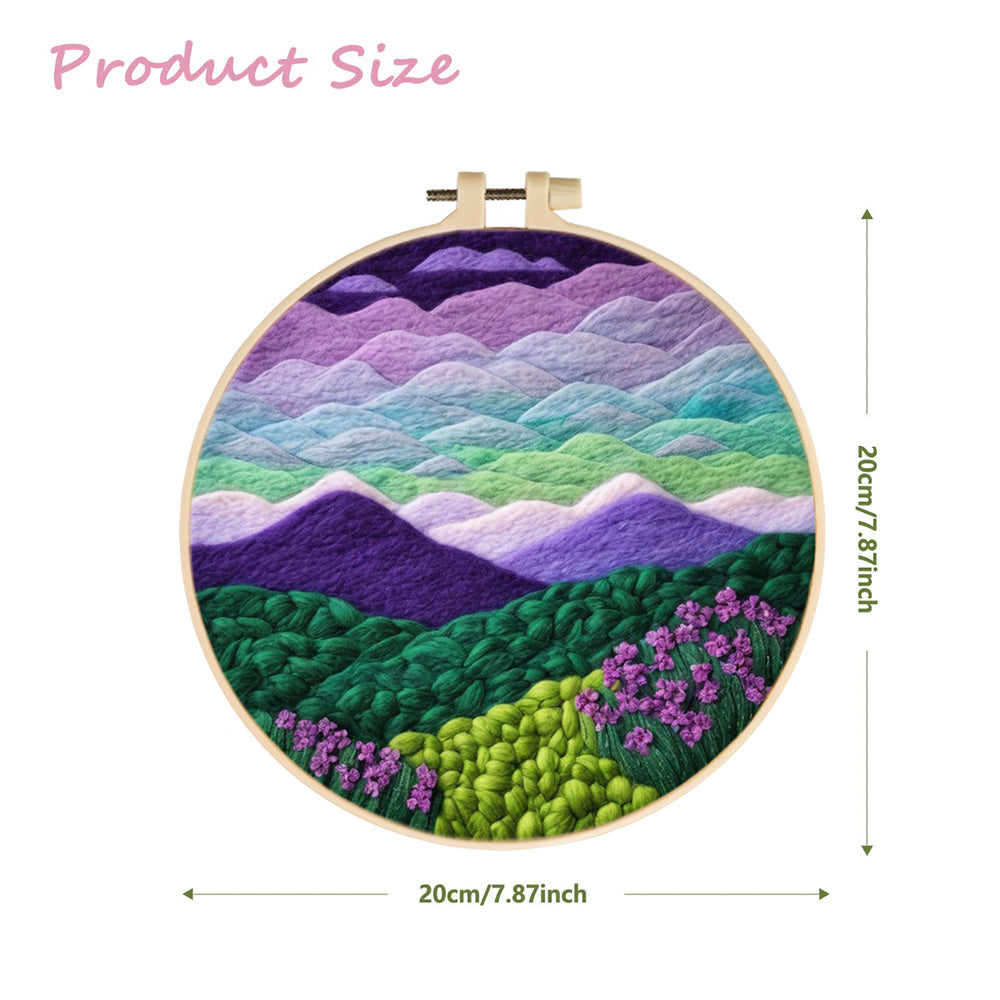 Layered Mountains in Soft Violet Cloud Wool Needle Felting Painting Kit